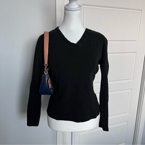 Black V-Neck Women's Top